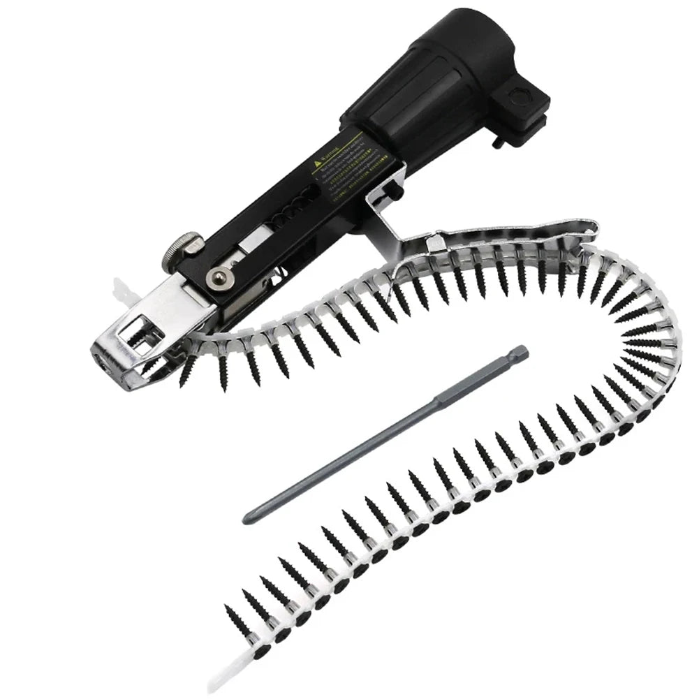 Adaptador de pistola de pregos de corrente de parafuso automático, comprimento de parafuso ajustável, adequado para broca elétrica, ferramentas para trabalhar madeira