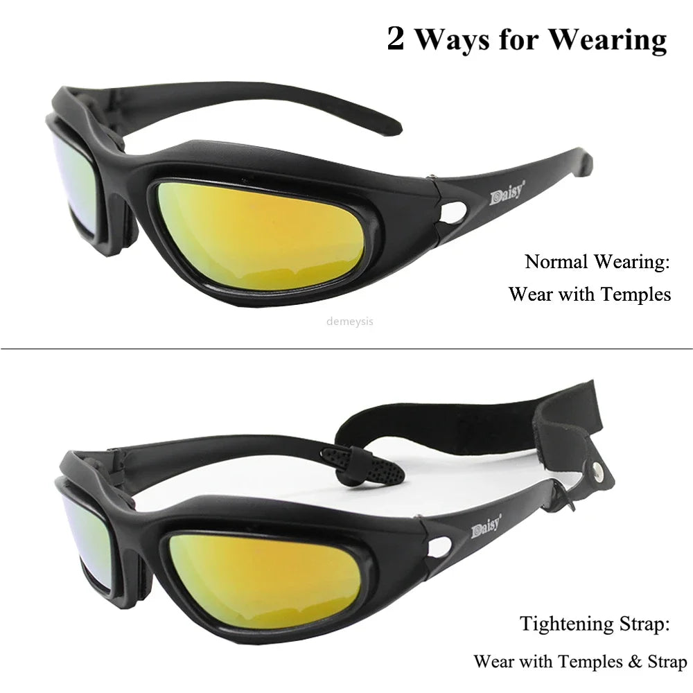 Desert-Unisex UV Protection Sunglasses, 4 Lentes, Óculos de Proteção, Esportes, Caça, Exterior, Caminhada, Óculos Táticos