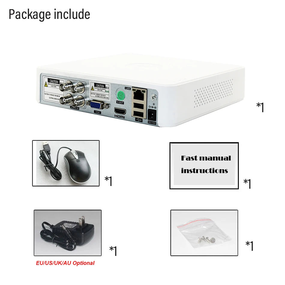 Câmera de segurança híbrida DVR CCTV, áudio sobre coaxial para 5MP, 12.5Fps, 1080p, 720p, TVI, CVI, CVBS, IP, Onvif Cam, 4 canais, 8 canais, 5M-N