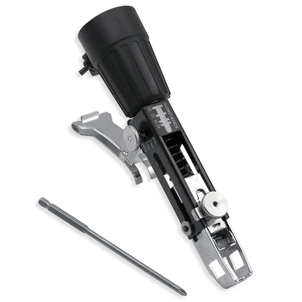Adaptador de pistola de pregos de corrente de parafuso automático, comprimento de parafuso ajustável, adequado para broca elétrica, ferramentas para trabalhar madeira