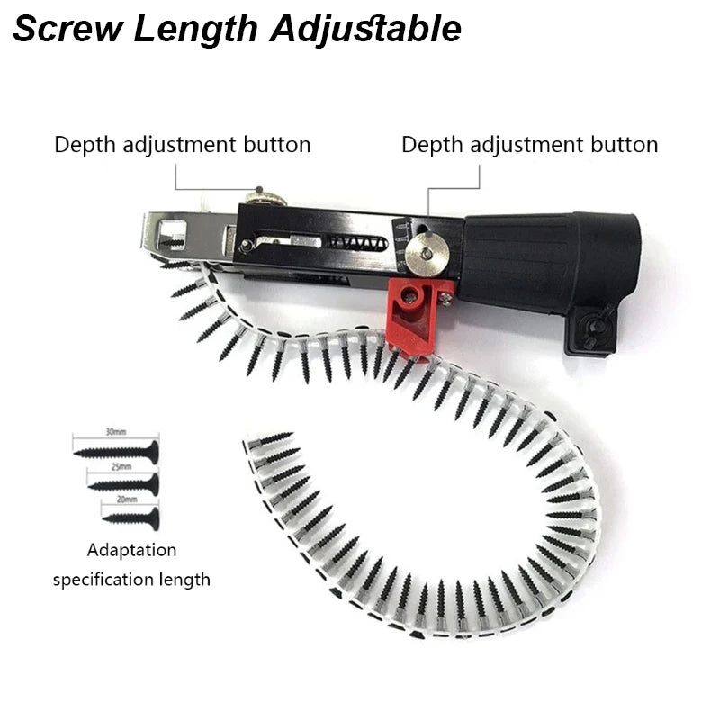 Automatic Screw Driver Cadeia Nail Gun Adapter, Bocal de broca elétrica, Woodwork Screw Drive, Auto Feed Power Tool, acessório