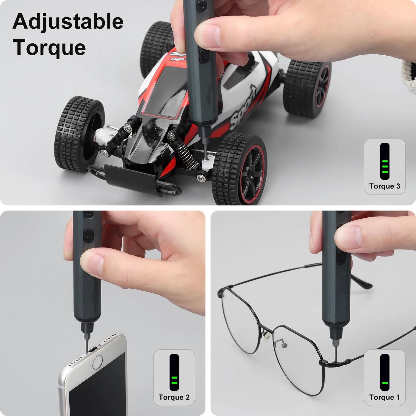 Conjunto de chave de fenda elétrica de precisão 68 em 1 sem fio 64 S2 Brocas de precisão 5 configurações de torque LED Kit de ferramentas de reparo manual