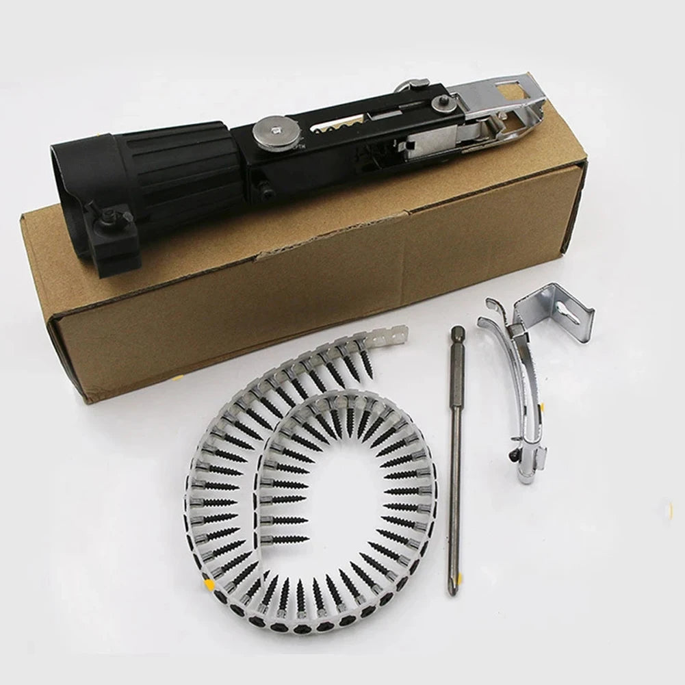 Adaptador de pistola de pregos de corrente de parafuso automático, comprimento de parafuso ajustável, adequado para broca elétrica, ferramentas para trabalhar madeira