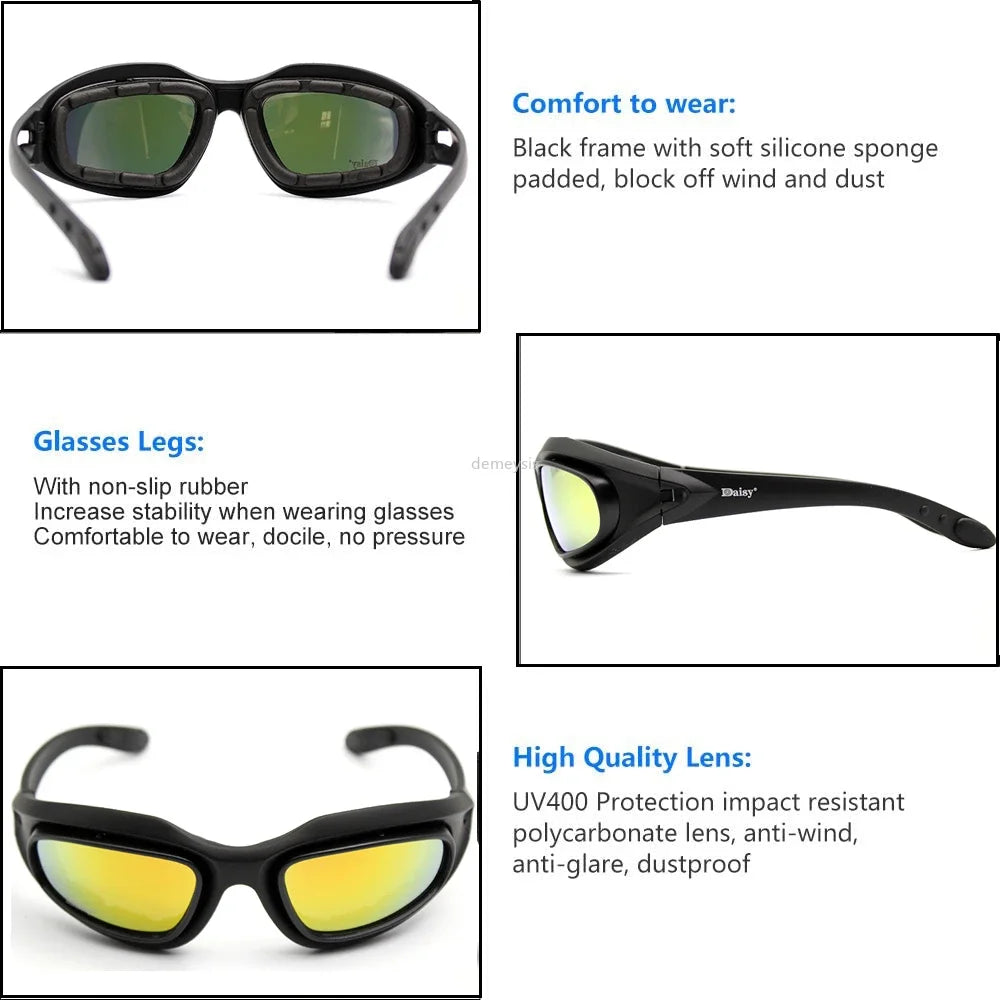 Desert-Unisex UV Protection Sunglasses, 4 Lentes, Óculos de Proteção, Esportes, Caça, Exterior, Caminhada, Óculos Táticos