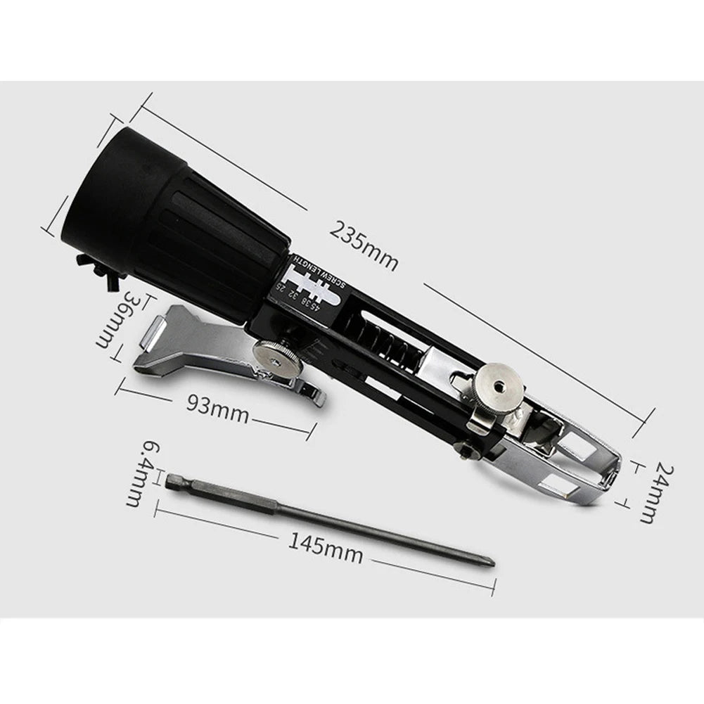 Adaptador de pistola de pregos de corrente de parafuso automático, comprimento de parafuso ajustável, adequado para broca elétrica, ferramentas para trabalhar madeira