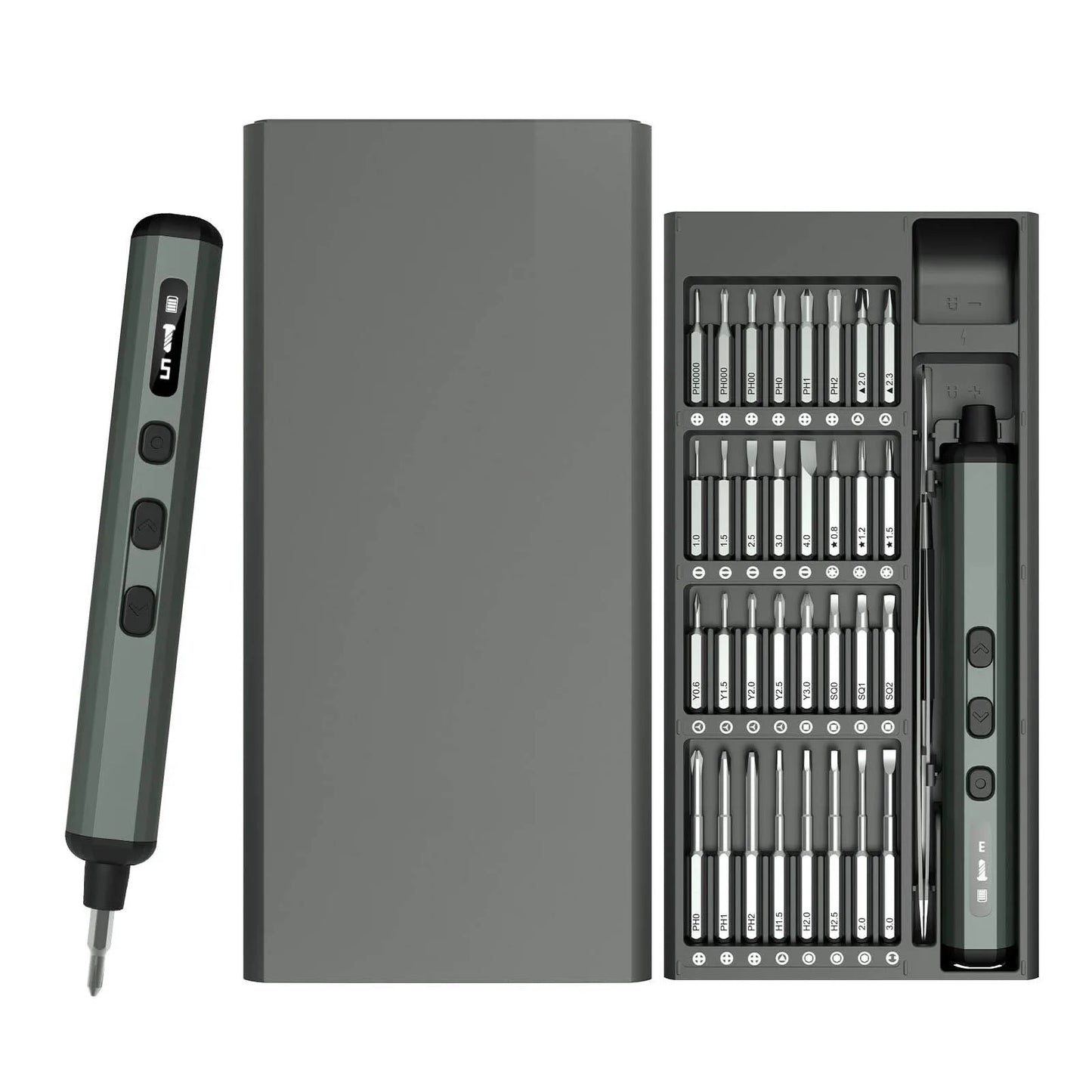 Conjunto de chave de fenda elétrica de precisão 68 em 1 sem fio 64 S2 Brocas de precisão 5 configurações de torque LED Kit de ferramentas de reparo manual