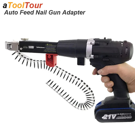 Automatic Screw Driver Cadeia Nail Gun Adapter, Bocal de broca elétrica, Woodwork Screw Drive, Auto Feed Power Tool, acessório