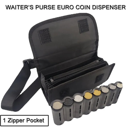 Multi bolso motorista garçom bolsa cintura carteira 8 slots euro moeda dispensador titular classificador coletor fanny pacote dinheiro recibo